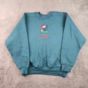 VTG Holiday Christmas Crewneck Extra Large Embroidered Cat Kitten Santa Sweater